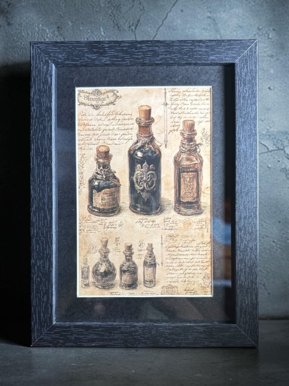 Vintage Apothecary Bottles Art Print | New 5x7 Framed Decor